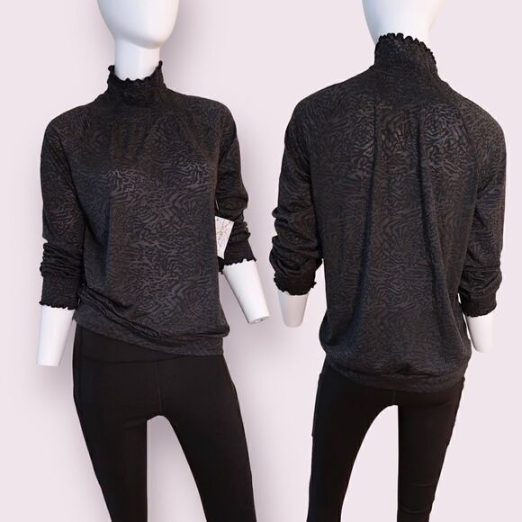 *nwt* Aventura Black Leopard Sheer Long Sleeve High Neck Blouse Sustainable - Picture 4 of 7